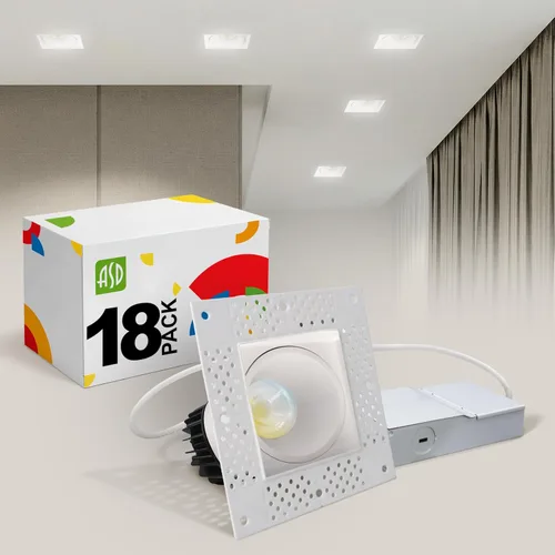 Miniatura 12 de ASD - Lámpara de techo empotrable LED sin bordes de 2 pulgadas, descendente sin lata con caja de conexiones, 5CCT seleccionable 2700K-5000K, 8W 636