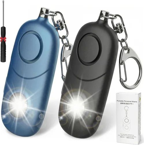 Miniatura 9 de Alarma personal para mujeres, llavero de alarma: Qoosea 135dB llavero de emergencia sirena con luz estroboscópica sirena fuerte para mujeres, niños