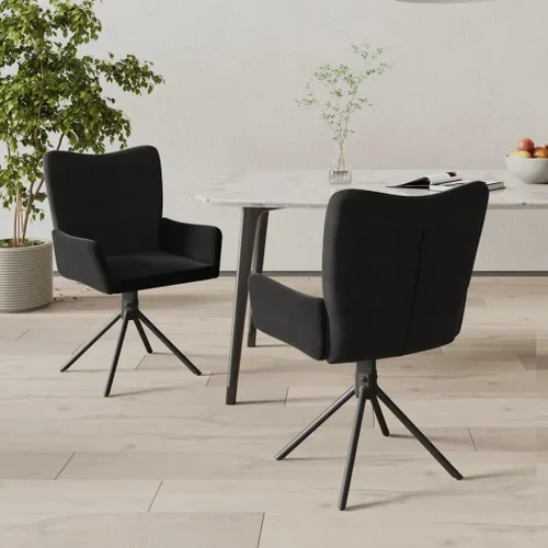 Sillas de comedor giratorias, 2 piezas, terciopelo negro, suave y cómodo tapizado muebles de cocina y comedor, diseño moderno Sillas para Comedor