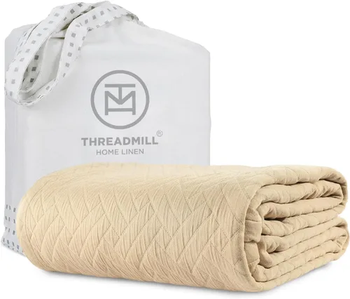 Miniatura 18 de Threadmill Mantas de algodón de lujo para cama tamaño King Acogedora manta 100% algodón tamaño King para todas las estaciones Colcha Aster suave