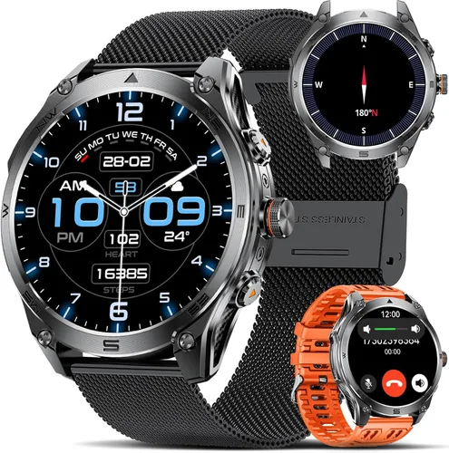 Miniatura 6 de Reloj inteligente, pantalla redonda AMOLED de 1.75 pulgadas, impermeable IP68, oxígeno en sangre real y frecuencia cardíaca, batería de cobalto puro