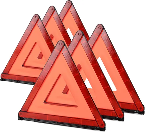 Triángulos de advertencia de emergencia, paquete de 6 con embalaje plegable, kit de advertencia triangular reflectante de advertencia, triángulo de
