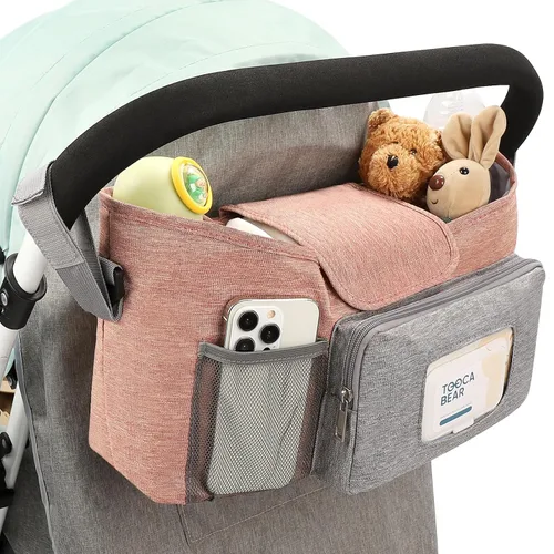 Miniatura 11 de Accmor Organizador universal para cochecito con portavasos aislado, accesorios para bolsa de cochecito, organizador de portavasos para cochecito