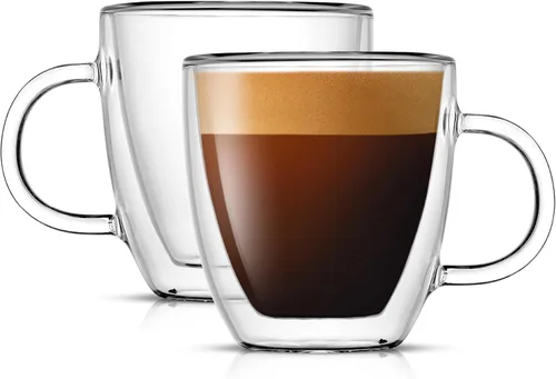 Miniatura 10 de JoyJolt Savor - Tazas de café de vidrio de doble pared aisladas (Set de 2) - 13.5 onzas