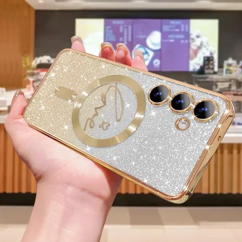 Miniatura 73 de ZONRW - Funda para Samsung Galaxy S22 Ultra magnética, para mujeres y niñas, cubierta trasera suave, lujosa, con corazón de amor, bling, degradado