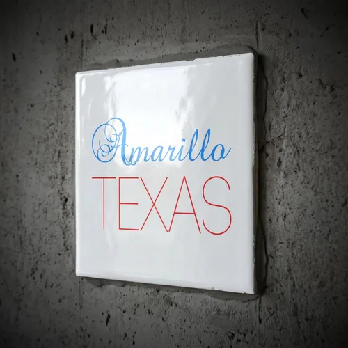 Miniatura 2 de 3dRose Amarillo, Texas, red, Blue Text. Patriotic Home Town Design 4 Inch Ceramic Tile