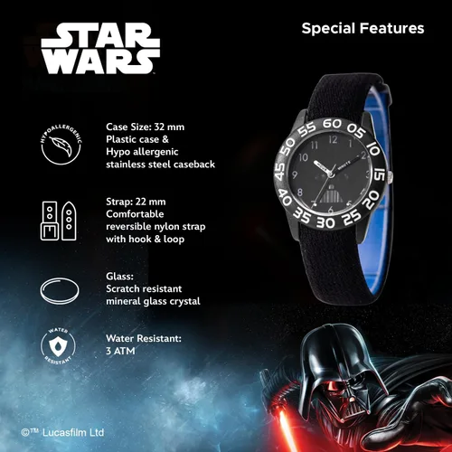 Miniatura 4 de STAR WARS Reloj de pulsera de nailon analógico de cuarzo para niños