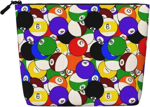 Miniatura 16 de Colorful Billiards Bag Fake Hemp Makeup Bag Travel Bags Toiletry Pouch with Zipper 9.45 X 6.7 In