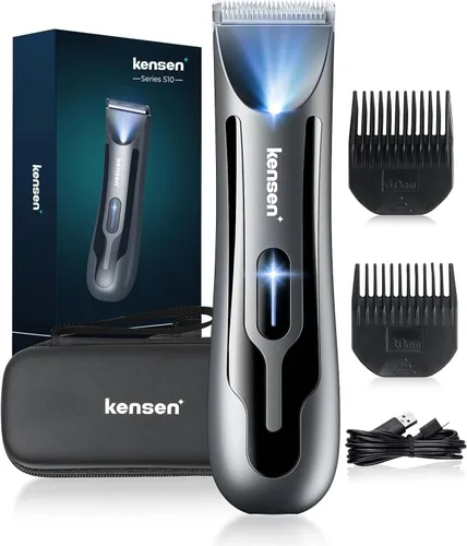 kensen Recortadora de vello corporal para hombres, recortadora de ingle y púbico con cuchillas de cerámica, afeitadora corporal Manscape para