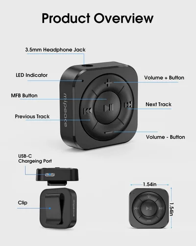 Miniatura 5 de MIPEACE Receptor de audio Bluetooth 5.3 para auriculares con cable, coche y altavoces, adaptador de auriculares Bluetooth con micrófono integrado