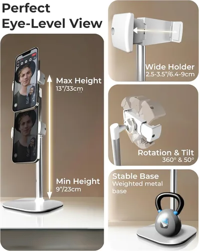 Miniatura 3 de COOPER ChatStand, soporte ajustable para teléfono celular para escritorio, soporte de teléfono para grabación, soporte de iPhone para filmación, B