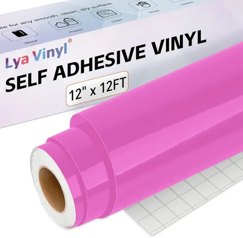 Miniatura 16 de Lya Vinyl Paquete de 12 vinilos permanentes de color rosa intenso brillante, hojas de vinilo autoadhesivas de 12 x 12 pulgadas para calcomanías