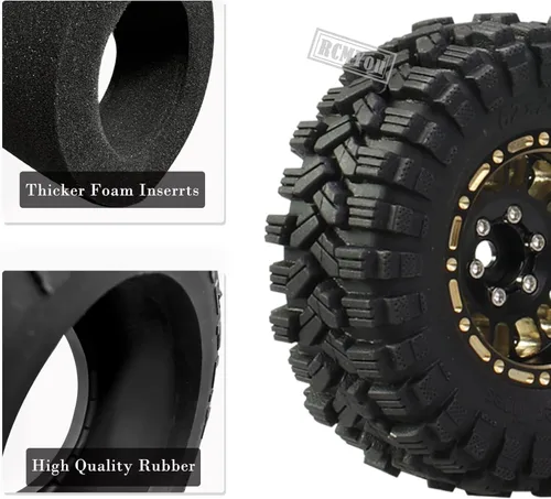 Miniatura 5 de Llantas y ruedas de latón completo RC de 1.2 pulgadas Beadlock para auto de oruga RC 1/18 1/24 Trx4m Axial SCX24 FMS FCX24, 4