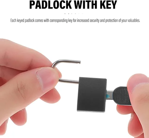 Miniatura 2 de Cerradura para casillero 2 piezas Llave para el candado trasero Reemplazo de almacenamiento de libros con mini cerradura negra Viaje Mm Joyería