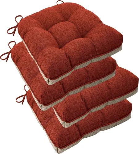 Miniatura 15 de ELFJOY Cojines para sillas de comedor de 18 x 18 x 3 pulgadas, juego de 4 cojines para sillas de cocina con lazos y respaldo antideslizante, cómodo