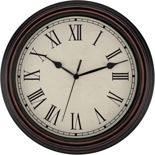 Miniatura 21 de Foxtop Reloj clásico redondo retro silencioso de 12 pulgadas, de cuarzo, decorativo, funciona con pilas, para sala de estar, cocina, oficina en casa