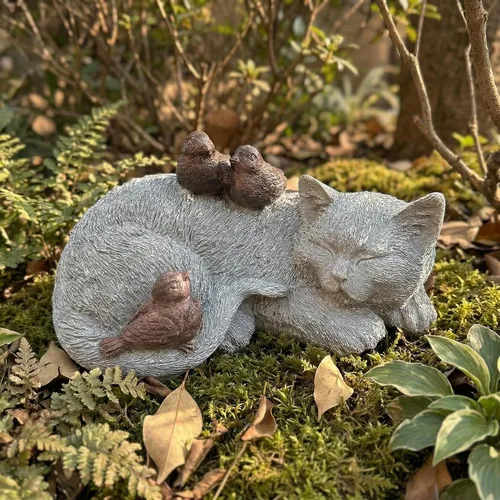 Miniatura 15 de Estatua de gato al aire libre figuras de gato decoración de jardín, estatua de gato de esmoquin negro atigrado estatua decorativa para patio, patio