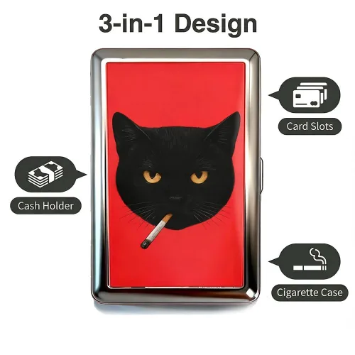 Miniatura 3 de Estuche para cigarrillos de metal versátil vintage 2026 con fácil cierre, tarjeta versátil de estilo vintage y estuche para efectivo, elegante