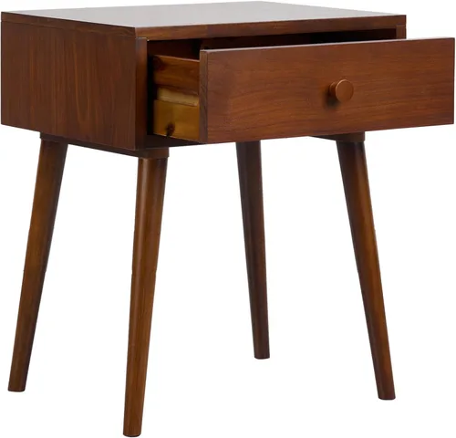 Miniatura 20 de NTC Mesita de noche Lux de roble macizo con cajón, mesa auxiliar moderna de mediados de siglo, muebles de noche, mesa auxiliar, fácil montaje, negro