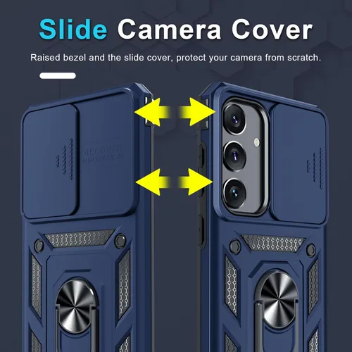 Miniatura 3 de Janmitta Compatible con Samsung Galaxy S24 FE Funda con Cubierta Deslizante Integrada para Lente de Cámara + Protector de Pantalla + Soporte