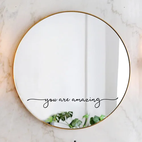 Miniatura 2 de Adhesivo para Espejo You are Amazing – Calcomanía de Pared de Vinilo Negro de 17x2 pulgadas, Decoración Inspiradora de Baño, Frase para Habitación
