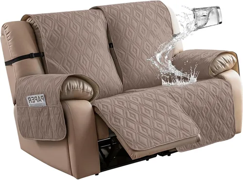 Miniatura 26 de Genina - Funda impermeable para sillón reclinable de dos plazas, funda antideslizante para sofá, funda para sofá reclinable de 2 plazas, funda