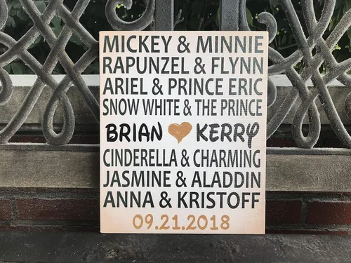 Miniatura 2 de Cartel personalizado con temática de Disney, regalo de boda, lienzo personalizado, parejas de Disney, personalizado para novia y novio, gran regalo