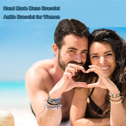 Miniatura 15 de Conjunto de pulseras de playa para hombres y mujeres, pulseras para hombres, pulseras bohemias hechas a mano, pulseras envolventes de joyería