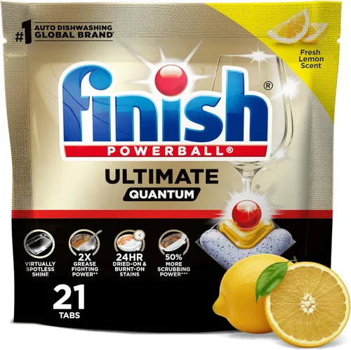 Miniatura 18 de Finish Ultimate Infinity Shine - Cápsulas para lavavajillas, detergente sin necesidad de pre-enjuague, elimina manchas quemadas, con Protector