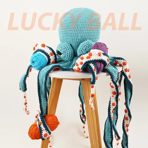Miniatura 7 de LUCKY BALL Hilo para ganchillo, 3.53 oz/109 yardas, 70% algodón, 30% nailon, #5, hilo de tubo voluminoso para tejer, para bolsos, sombreros