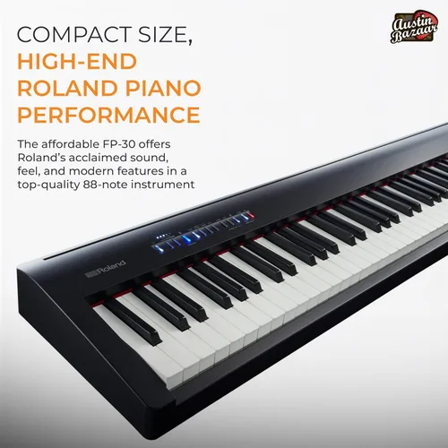 Miniatura 5 de Roland FP-30X Piano digital de 88 teclas - Paquete negro con soporte KSC-70, unidad de pedal KPD-70 de tres pedales, banco, lecciones en línea, DVD