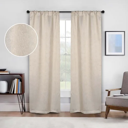 Miniatura 19 de BLUENILEMILLS Paneles de cortinas opacas para oscurecer la habitación con bolsillo para barra, cortinas perfectas para ventanas de cocina, Beige