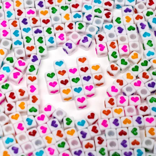 Miniatura 8 de Melius 500 cuentas acrílicas de corazón para pulseras, joyería, manualidades (4 x 7 redondas, corazón dorado)