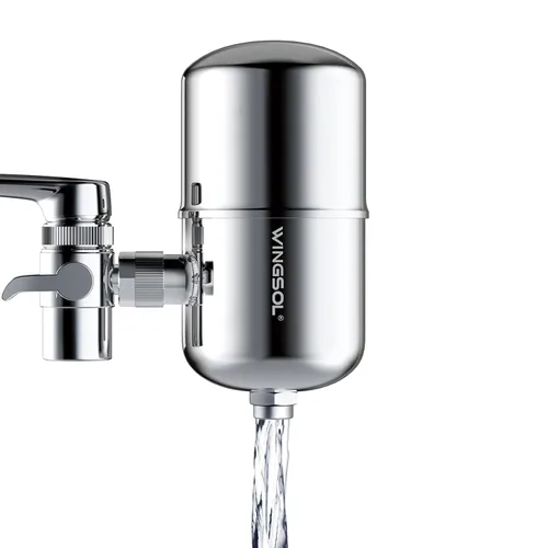 Miniatura 10 de WINGSOL Filtro de agua de acero inoxidable para grifo de fregadero, NSF/ANSI 42 y 53, purificador de grifo giratorio de 360° que reduce PFAS, plomo