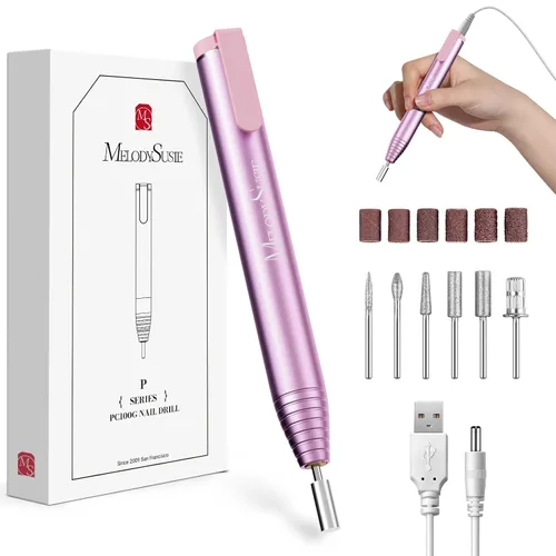 Miniatura 9 de MelodySusie PocketNail - Taladro de uñas USB delgado ergonómico en forma de bolígrafo, PC100G 20000 RPM, lima eléctrica portátil para todas