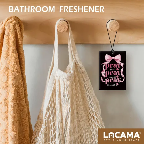 Miniatura 6 de Lacama Ambientador cristiano para automóvil, 3 piezas, lazo rosa y negro, coqueta con versículo bíblico cristiano, ambientador para mujeres y niñas