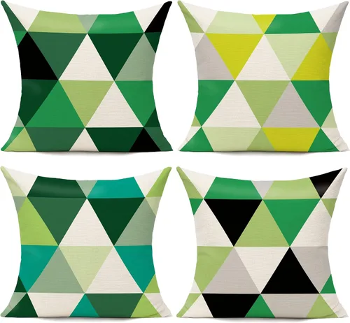 Miniatura 9 de All Smiles Juego de 4 fundas de almohada para exteriores de 16 x 16 pulgadas, estilo bohemio, colorido, divertido de mediados de siglo, moderno