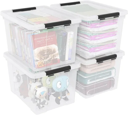 Miniatura 13 de Contenedores pequeños de 6 cuartos de galón con tapas, caja de almacenamiento de plástico transparente con asa, 6 paquetes