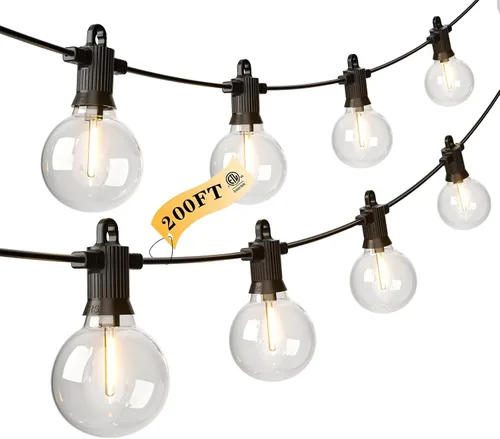 Miniatura 10 de Kawaya Tira de luces LED de 240 pies para exteriores, impermeable, regulable, G40, globo G40, iluminación para exteriores con 120 + 4 bombillas