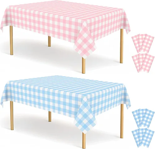 Miniatura 38 de Paquete de 2 manteles de plástico a cuadros en blanco y negro para fiestas, desechables de 54 x 108 pulgadas, mantel rectangular con bandera a