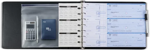 Miniatura 3 de Inkline Executive - Carpeta de 7 anillos, piel sintética de alta calidad, capacidad de 500 cheques, para hojas de 9 x 13 pulgadas, con organizador