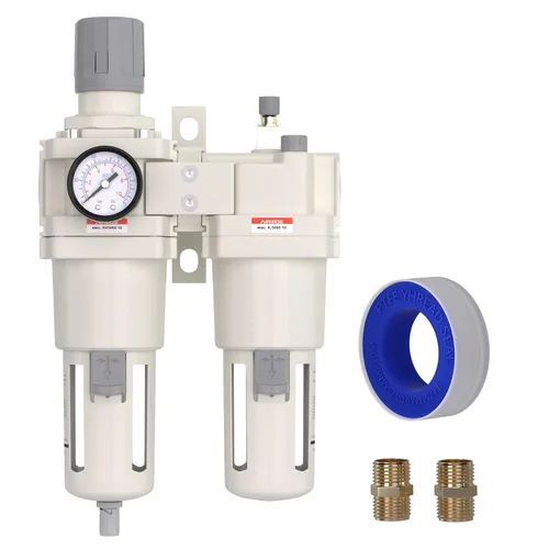 AIRZOE 1" NPT Regulador de Filtro de Aire Comprimido Lubricador Combo, Separador de Agua para Compresor de Aire AC5010-10, Elemento de Latón de 5
