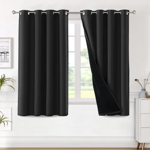 Miniatura 41 de H.VERSAILTEX Paneles de cortina 100% opacas de 45 pulgadas de largo, con aislamiento térmico, cortinas opacas con forro para dormitorio, dos capas