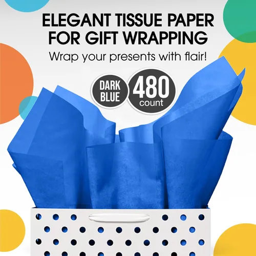 Miniatura 4 de Party Solids Papel de seda azul oscuro para bolsas de regalo, papel de seda a granel de 15 x 20 pulgadas, 480 hojas, papel de periódico de 10 libras
