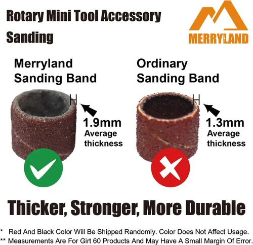 Miniatura 2 de Merryland Banda de lijado de tambor para Dremel 184 piezas, 120 # 1/2 pulgada manga de lijado 180 piezas y mandril 4 herramientas rotativas