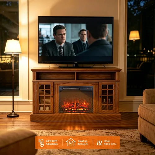 Miniatura 5 de Inserto de chimenea eléctrica de 23 pulgadas, calentador de chimenea eléctrico con control remoto/temporizador, brillo ajustable de 4 llamas