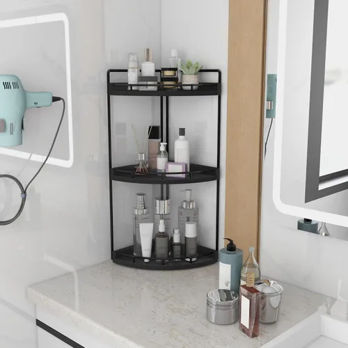 Miniatura 2 de Dorhors Organizador de baño esquinero de 3 niveles para almacenamiento, bandeja de tocador, organizador de encimera de madera para cocina, baño