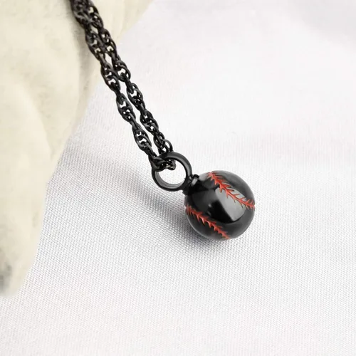 Miniatura 3 de abooxiu Collar de urna de béisbol para cenizas de acero inoxidable con colgante conmemorativo, colgante de cenizas humanas, para mujeres y hombres