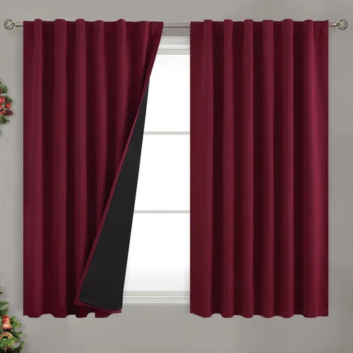 Miniatura 19 de BGment Cortinas 100% opacas beige de 63 pulgadas de largo con forro aislante térmico, bolsillo para varilla y lengüeta trasera de doble capa