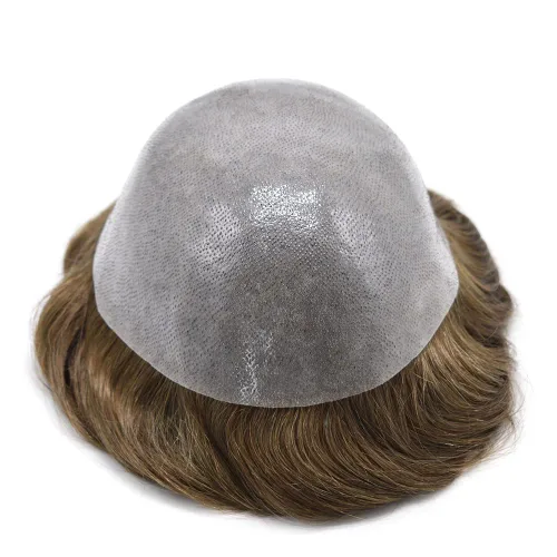 Miniatura 3 de Toupee para hombres pieza de cabello humano real para hombre, sistema de pelo de piel de poliéster para hombre, protesis capilar para hombre
